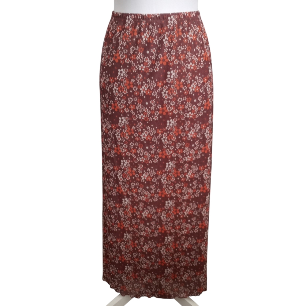Floral Print Maxi Skirt - Red and Brown Sz.XXL EUC.
